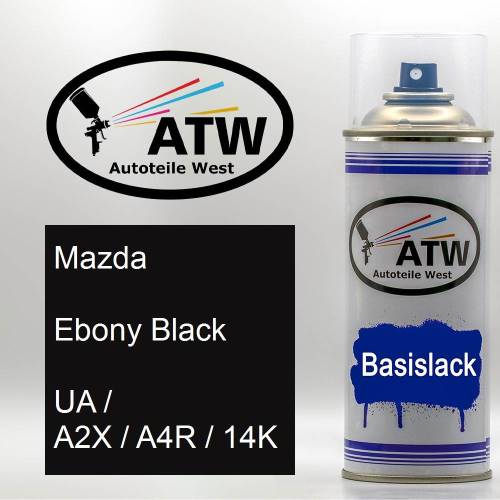 Mazda, Ebony Black, UA / A2X / A4R / 14K: 400ml Sprühdose, von ATW Autoteile West.